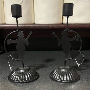 Halloween Black Witch Silhouette Candle Holders